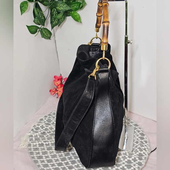 GUCCI BAMBOO LEATHER SUEDE CROSSBODY/SHOULDER BAG EUC - Picture 11 of 16